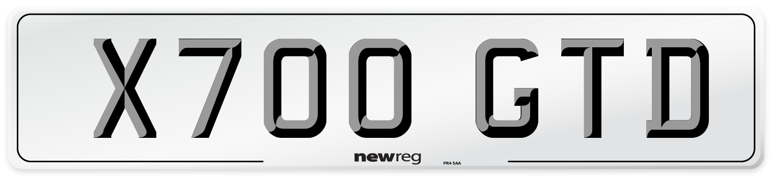 X700 GTD Number Plate from New Reg